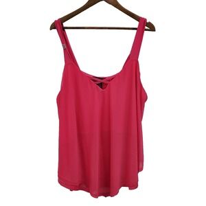 Ashley Stewart Pink Sheer Swing Cami Strappy Neck Plus Size 26/28